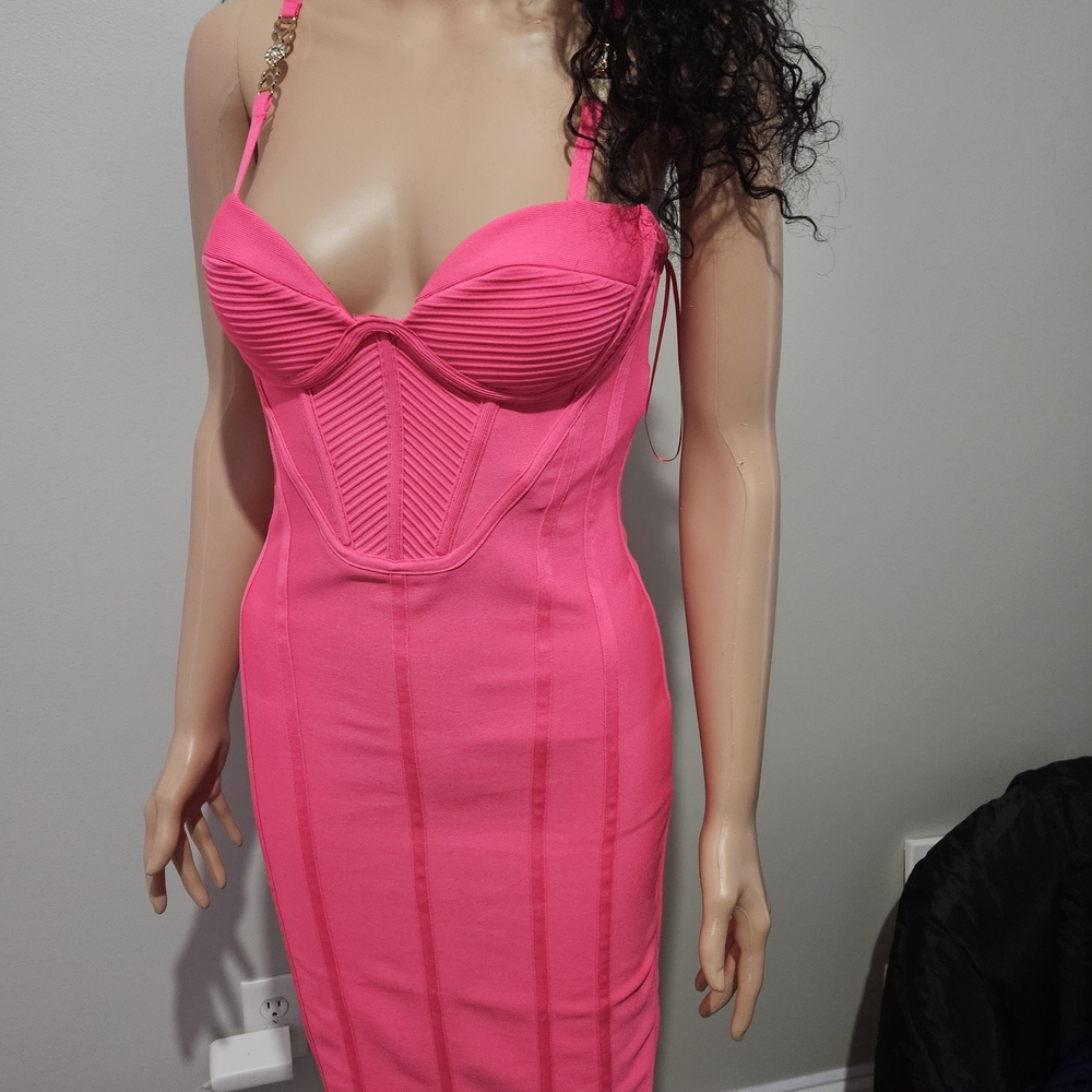 Fashion Nova Hot Pink Midi Dress